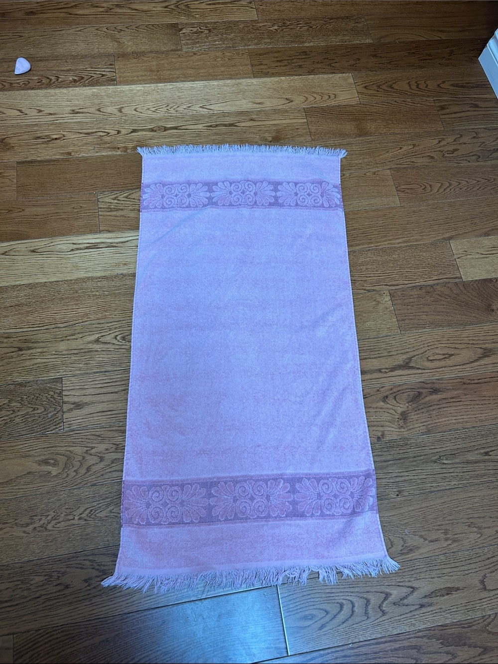 Pink Vintage Fringe Bath Towel Cotton